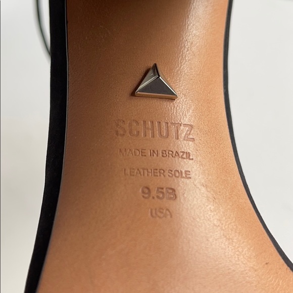Schutz Enida Black Nubuck Ankle Strap Heels NEW - Picture 9 of 12